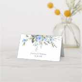 Elegant Eucalyptus Blue Rozen Floral Wedding Plaatskaartje (Achterkant)