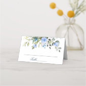 Elegant Eucalyptus Blue Rozen Floral Wedding Plaatskaartje (Voorkant)