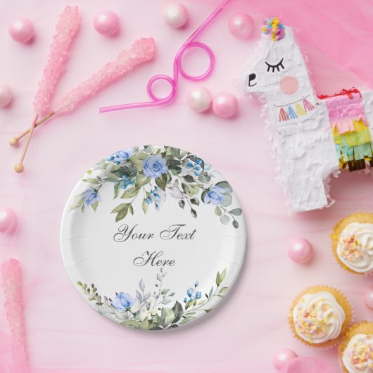 Elegant Eucalyptus Blue Rozen Florence Party Papieren Bordje (Feest)