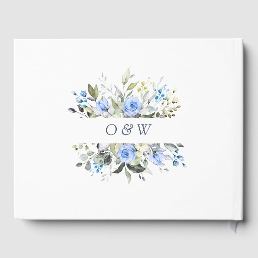 Elegant Eucalyptus Blue Rozen FOTO Weddenschap Gastenboek (Achterkant)