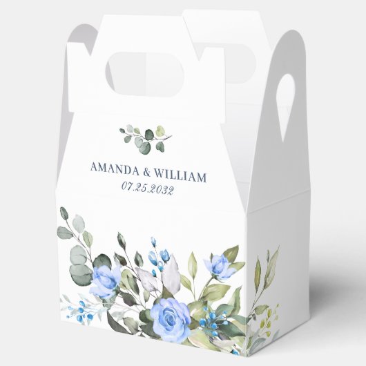 Elegant Eucalyptus Blue Rozen Greenery Wedding Bedankdoosjes (Geopend)