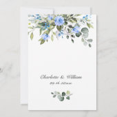 Elegant Eucalyptus Blue Rozen Greenery Wedding Kaart (Achterkant)