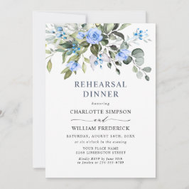 Elegant Eucalyptus Blue Rozen REHEARSAL DINNER Kaart