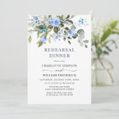 Elegant Eucalyptus Blue Rozen REHEARSAL DINNER Kaart (Staand voorkant)