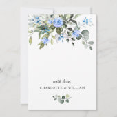 Elegant Eucalyptus Blue Rozen REHEARSAL DINNER Kaart (Achterkant)