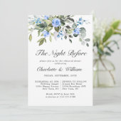 Elegant Eucalyptus Blue Rozen REHEARSAL DINNER Kaart (Staand voorkant)