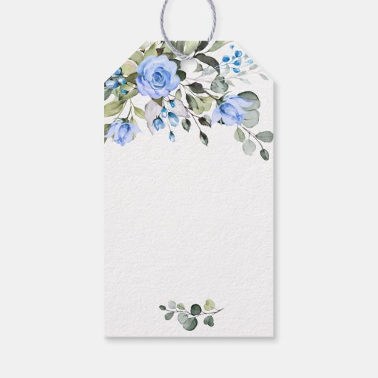 Elegant Eucalyptus Blue Rozen voor je Cadeaulabel (Achterkant)