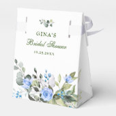 Elegant Eucalyptus Blue Rozen Vrijgezellenfeest Bedankdoosjes (Achterkant)