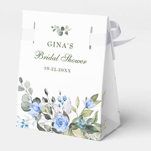 Elegant Eucalyptus Blue Rozen Vrijgezellenfeest Bedankdoosjes (Achterkant)