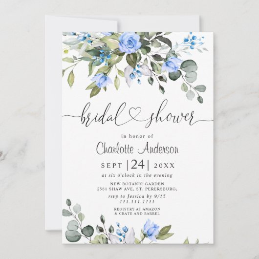 Elegant Eucalyptus Blue Rozen VRIJGEZELLENFEEST Kaart (Voorkant)