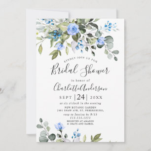 Elegant Eucalyptus Blue Rozen VRIJGEZELLENFEEST Kaart