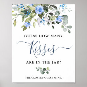 Elegant Eucalyptus Blue Rozen Vrijgezellenfeest Poster