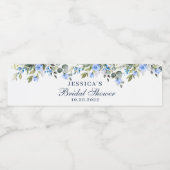 Elegant Eucalyptus Blue Rozen Vrijgezellenfeest Waterfles Etiket (Enkel label)