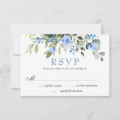 Elegant Eucalyptus Blue Rozen Weddenschap RSVP Kaartje (Voorkant)