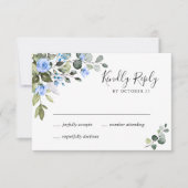 Elegant Eucalyptus Blue Rozen Weddenschap RSVP Kaartje (Voorkant)