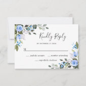 Elegant Eucalyptus Blue Rozen Wedding RSVP Kaart (Voorkant)