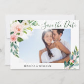 Elegant Eucalyptus Blush Pink Flower Weddenschap F Save The Date (Voorkant)