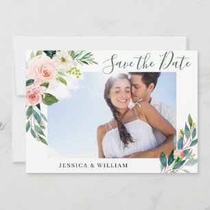 Elegant Eucalyptus Blush Pink Flower Weddenschap F Save The Date