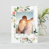 Elegant Eucalyptus Blush Pink Flower Weddenschap F Save The Date (Staand voorkant)