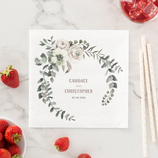 Elegant Eucalyptus Blush Ranunculus Rozen Anemon Servet (Insitu)