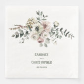 Elegant Eucalyptus Blush Roos White Hydrangea Servet (Voorkant)