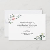 Elegant Eucalyptus Blush Roses Floral Bedankkaart (Achterkant)