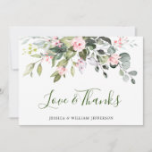 Elegant Eucalyptus Blush Roses Floral Bedankkaart (Voorkant)