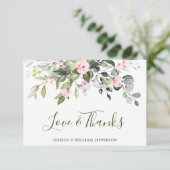 Elegant Eucalyptus Blush Roses Floral Bedankkaart (Staand voorkant)