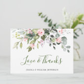 Elegant Eucalyptus Blush Roses Floral Bedankkaart (Staand voorkant)