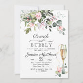 Elegant Eucalyptus Blush Rozen Brunch & Bubble Kaart (Voorkant)