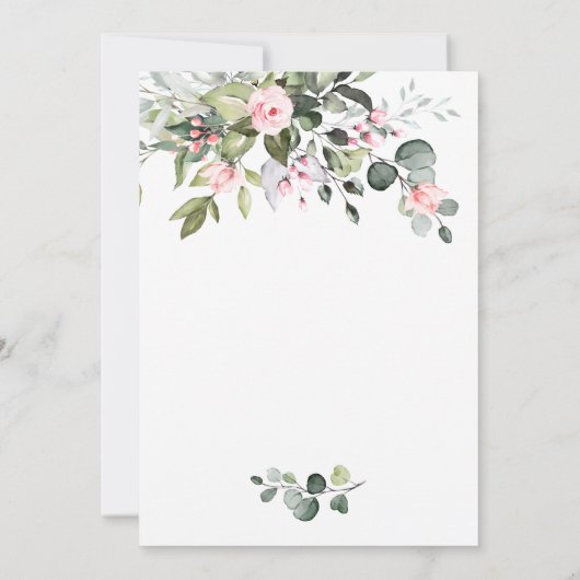 Elegant Eucalyptus Blush Rozen Brunch & Bubble Kaart (Achterkant)
