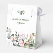 Elegant Eucalyptus Blush Rozen Floral Wedding Bedankdoosjes (Achterkant)