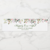 Elegant Eucalyptus Blush Rozen Floral Wedding Waterfles Etiket (Enkel label)