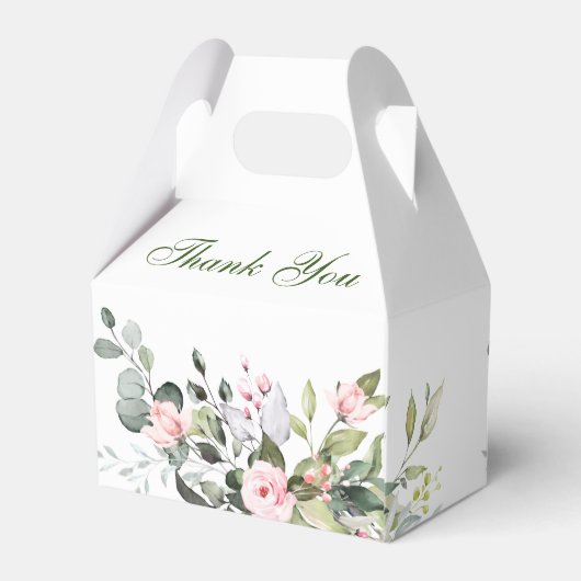 Elegant Eucalyptus Blush Rozen Greenery Wedding Bedankdoosjes (Achterkant)