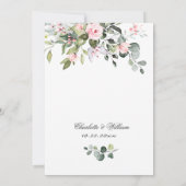 Elegant Eucalyptus Blush Rozen Greenery Wedding Kaart (Achterkant)