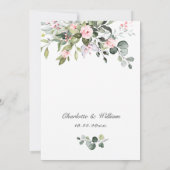 Elegant Eucalyptus Blush Rozen Greenery Wedding Kaart (Achterkant)