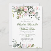 Elegant Eucalyptus Blush Rozen Greenery Wedding Kaart (Voorkant)