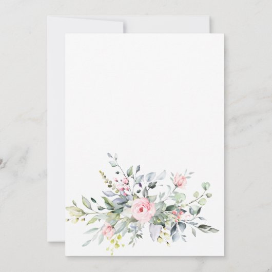 Elegant Eucalyptus Blush Rozen Greenery Wedding Kaart (Achterkant)