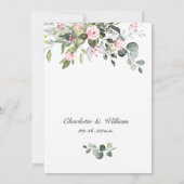 Elegant Eucalyptus Blush Rozen Greenery Wedding Kaart (Achterkant)