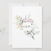 Elegant Eucalyptus Blush Rozen Greenery Wedding Kaart (Achterkant)