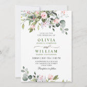 Elegant Eucalyptus Blush Rozen Greenery Wedding Kaart (Voorkant)