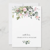 Elegant Eucalyptus Blush Rozen REHEARSAL DINNER Kaart (Achterkant)