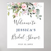 Elegant Eucalyptus Blush Rozen Vrijgezellenfeest Poster (Voorkant)