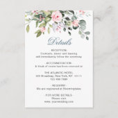 Elegant Eucalyptus Blush Rozen Weddenschap Details Informatiekaartje (Voorkant)
