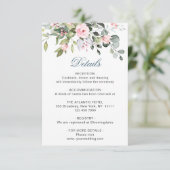 Elegant Eucalyptus Blush Rozen Weddenschap Details Informatiekaartje (Staand voorkant)