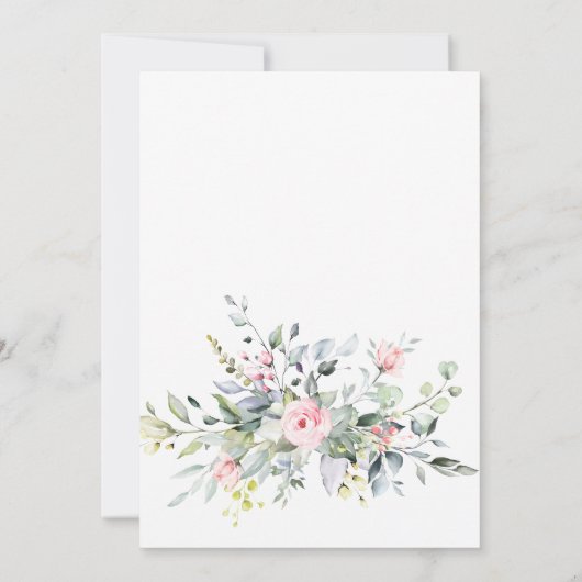 Elegant Eucalyptus Blush Rozen Weddenschap Kaart (Achterkant)