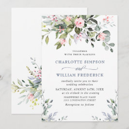 Elegant Eucalyptus Blush Rozen Weddenschap Kaart