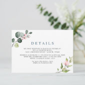 Elegant Eucalyptus Blush Rozen Weddenschappen Enc Informatiekaartje (Staand voorkant)