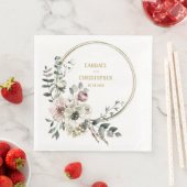 Elegant Eucalyptus Blush White Floral Gold Lijst Servet (Insitu)