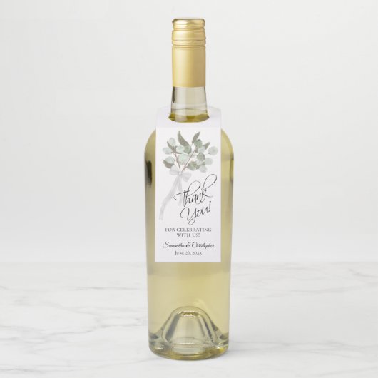 Elegant Eucalyptus Boeket Waterverf Bruiloft Flessenhanger (Op fles)